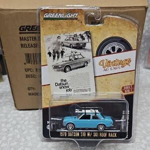 Blue 1970 Datsun 510 w/Ski Roof Rack Limited Edition 1:64 Scale Die-cast Car